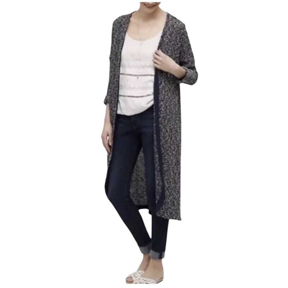Anthropologie Dolan Oak‎ Street Boucle Knit Duster Cardigan Navy/White S